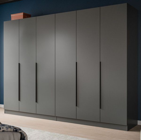 Kleiderschrank 6-türig Swan in grau 240 x 181 cm
