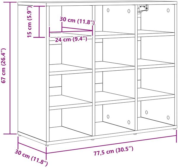 vidaXL Schuhschrank Sonoma-Eiche 77,5 x 30 x 67 cm Holzwerkstoff 808714 Bild 11