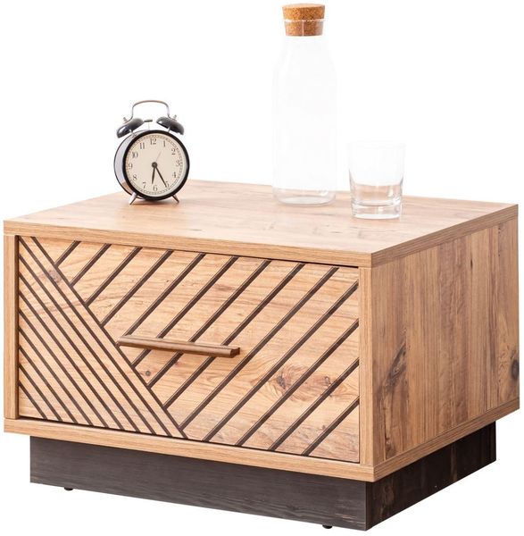 Stilvoller Nachttisch, Anthrazit & Braun, 55 x 36 x 45 cm | 100% melaminbeschichtet, 18 mm Dicke Kunststoffbeine | Modernes Design