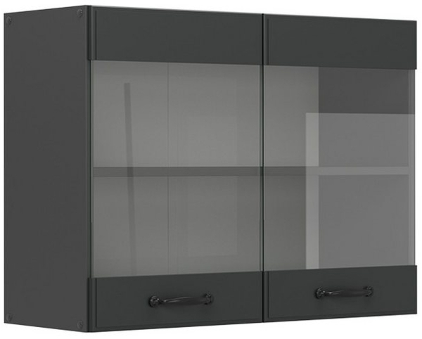 Küchenglasschrank R-Line Anthrazit Landhaus 80 cm Vicco