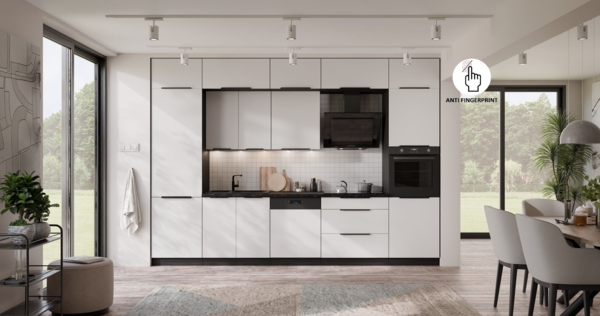 Küche ARIA K-BL - NAGU 340 cm Anti Fingerprint Küchenzeile Küchenblock Singleküche Einbauküche