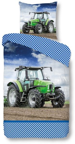 JACK Bettwäsche 135x200cm, Traktor Feld, Renforcé, 2 teilig, im realistischen Landwirtschaftsdesign