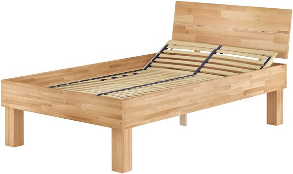 Einzelbett stabile Buche 120x200 hohes Massivholzbett Seniorenbett inkl. Federholzrahmen 60.81-12FV