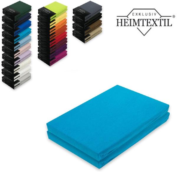 Doppelpack Jersey Spannbettlaken Premium Türkis 200 x 220 cm
