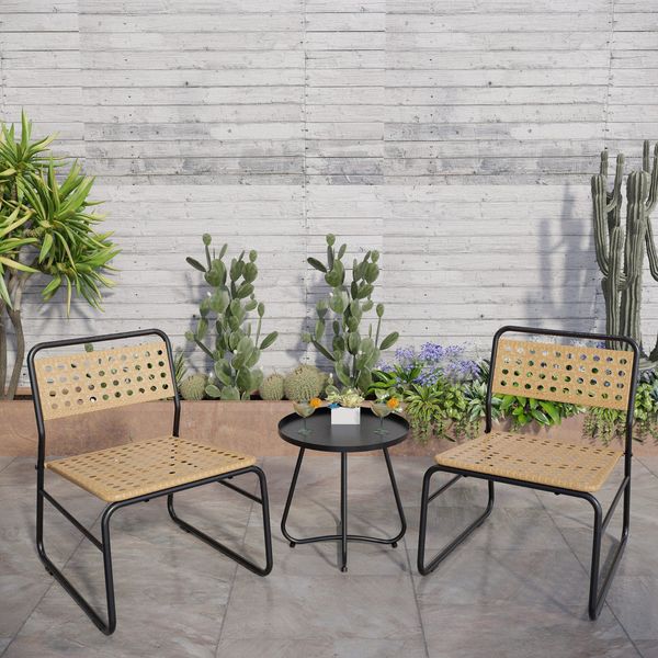 Bistroset Brienza 3-tlg. Polyrattan Beige [casa. pro]