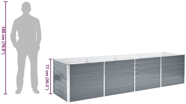 vidaXL Garten-Hochbeet Verzinkter Stahl 320x80x77 cm Grau 44844 Bild 8