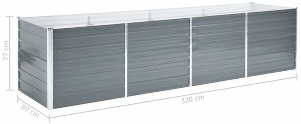 vidaXL Garten-Hochbeet Verzinkter Stahl 320x80x77 cm Grau 44844 Bild 7