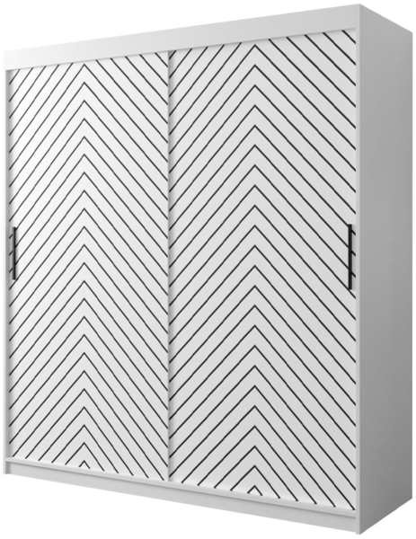 Kleiderschrank Sonter I 180 (Farbe: Weiß / Weiß + Schwarz, Größe: 180 cm, ohne Schubladen)