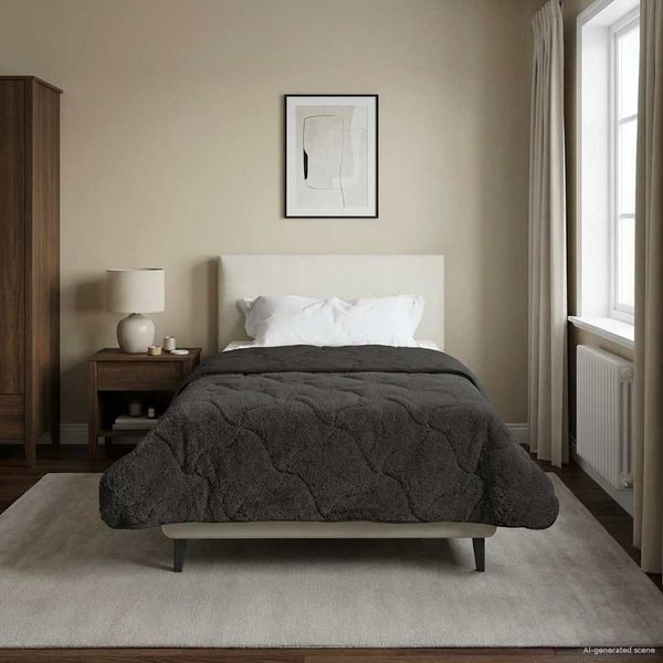 vidaXL Ganzjahresbettdecke Gepolstert Anthrazit 155 x 200 cm 42026231