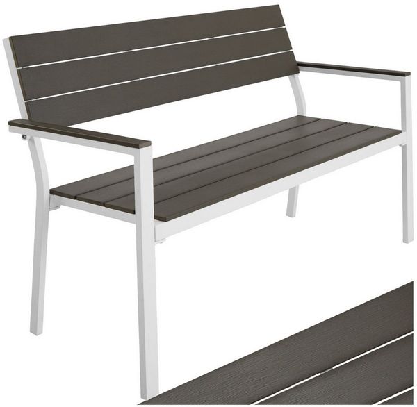 tectake Gartenbank Sitzbank Line 2-Sitzer mit Aluminiumrahmen 128x59x88cm, 2-Sitzer