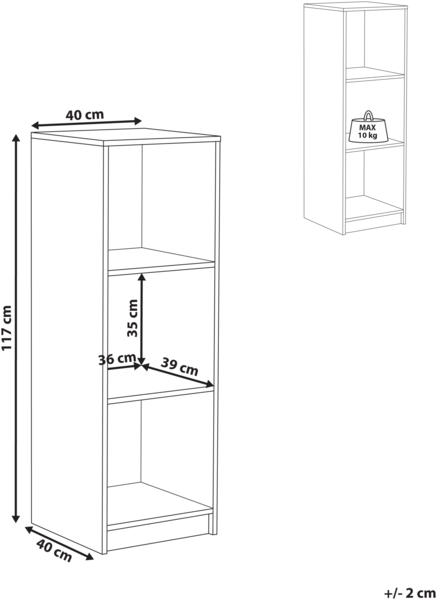 Bücherregal mit 3 Ebenen ZEHNA 117 cm Schwarz Bild 2