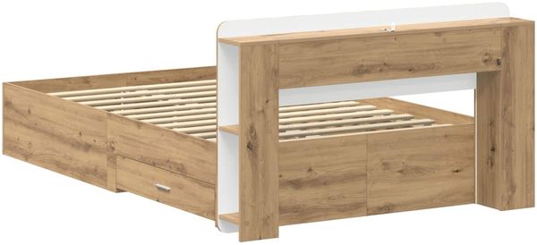 vidaXL Bettgestell mit Stauraum Artisan-Eiche 120x190 cm 3433733 Bild 6