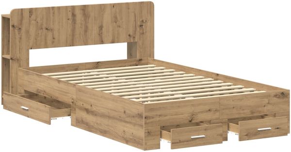 vidaXL Bettgestell mit Stauraum Artisan-Eiche 120x190 cm 3433733 Bild 4