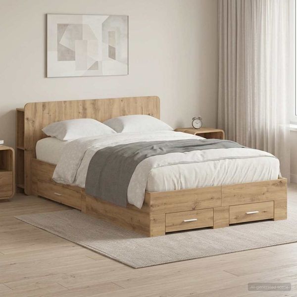 vidaXL Bettgestell mit Stauraum Artisan-Eiche 120x190 cm 3433733