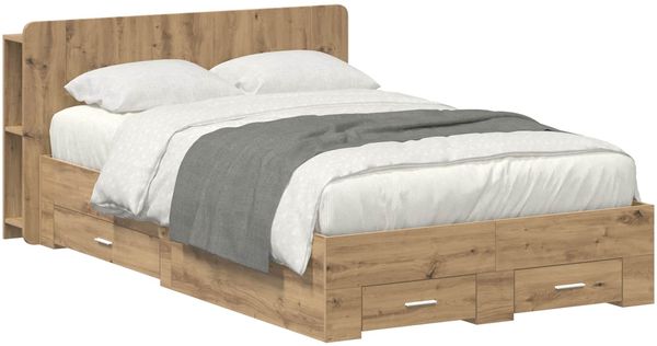 vidaXL Bettgestell mit Stauraum Artisan-Eiche 120x190 cm 3433733 Bild 2