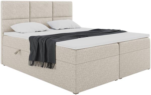 MEBLINI Boxspringbett KYLIAN 180x200 cm mit Bettkasten - H3/Beige Webstoff Polsterbett - Doppelbett mit Topper & Taschenfederkern-Matratze Bild 2