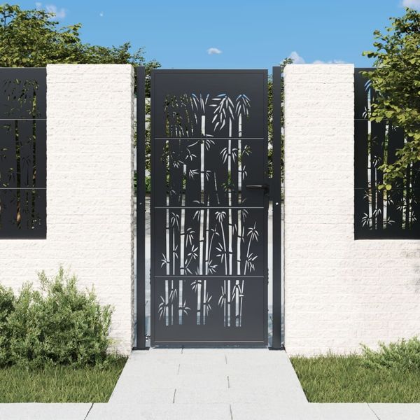 vidaXL Gartentor Anthrazit 100x200 cm Stahl Bambus-Design 153183