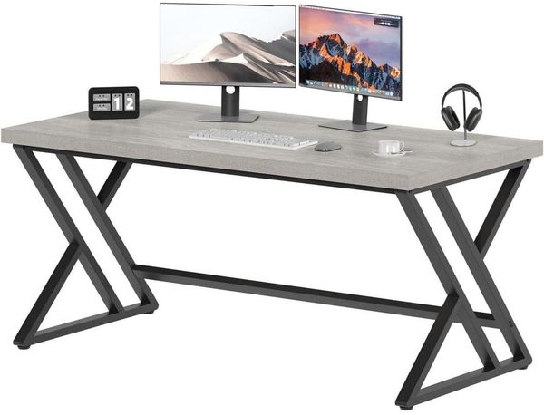 Grauer Industrie-PC-Gaming-Schreibtisch mit Bild 6
