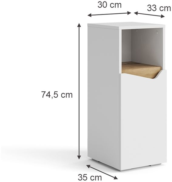 Midischrank Marelle Weiß/Artisan 30 x 74.5 cm mit Tür und offenem Fach Vicco Bild 3