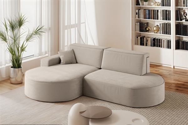 Ecksofa Schlafsofa Sofa VENEDIG Stoff Salvador Beige Ottomane Links