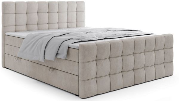 Labett Boxspringbett mit Bettkasten, Doppelmatratze, IGANTE KING 160x200 180x200 200x200 (Boxspringbett, Bettkasten, Matratze, Topper), Bonellfederkern- und Taschenfederkernmatratze