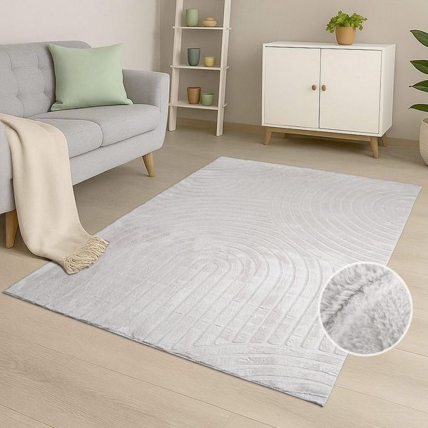 Carpet City Teppich WAVES 501, rechteckig, Höhe: 12 mm, Kurzflor, Hochtief-Muster/ 3D-Effekt, Uni, Wohnzimmer, Schlafzimmer