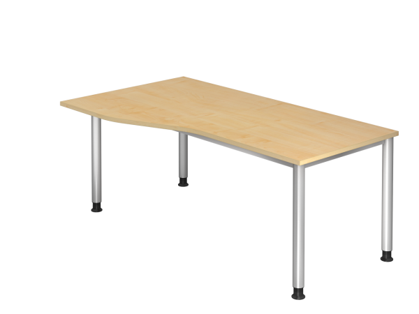 Schreibtisch HS18 4-Fuß rund 180x100 / 80cm Ahorn Gestellfarbe: Silber