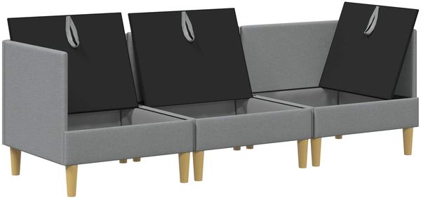 vidaXL Modular Sofa Set mit Stauraum 3 pcs Hellgrau Stoff 3413673 Bild 4