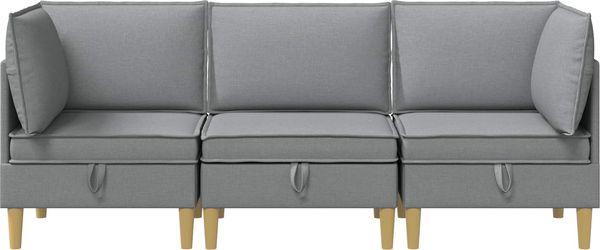 vidaXL Modular Sofa Set mit Stauraum 3 pcs Hellgrau Stoff 3413673 Bild 6