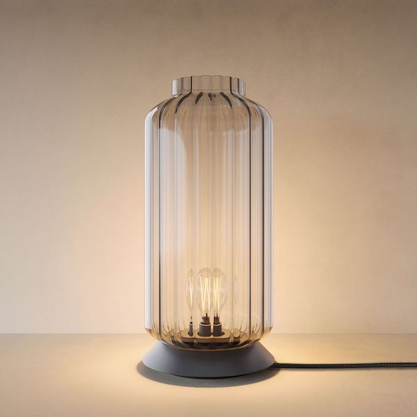 s.luce Velo Glas-Tischleuchte mit Schalter Klar, Schwarz Ø 18cm