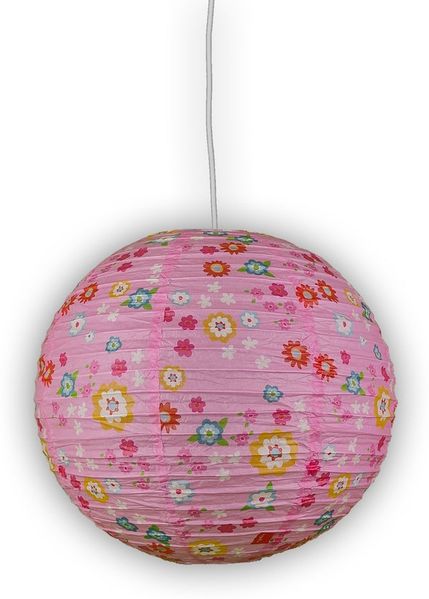 Papier Lampenschirm fürs Kinderzimmer mit fröhlichem Blümchen Muster Ø 40cm