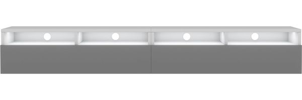 Selsey 'Rednaw' TV-Schrank mit zwei Schubladen, Mattweiß / Hochglanz Grau mit LED, 200 cm