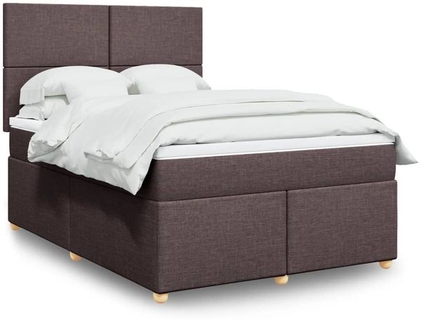 vidaXL Boxspringbett mit Matratze Dunkelbraun 140x200 cm Stoff 3293599