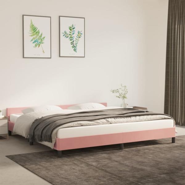 vidaXL Bettgestell mit Kopfteil ohne Matratze Rosa 200x200 cm Samt 347596