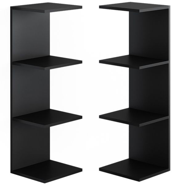 Wandregal Paolo Schwarz 30 x 95 cm 2er Set Vicco