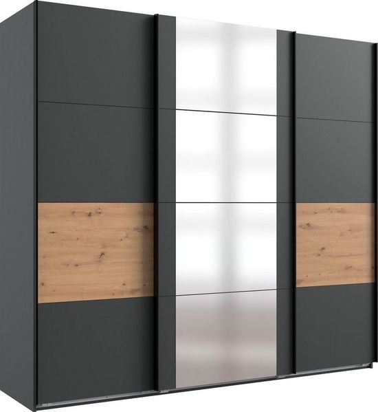 Schwebetürenschrank Barmbek Kleiderschrank mit Spiegel Ausführung grau
