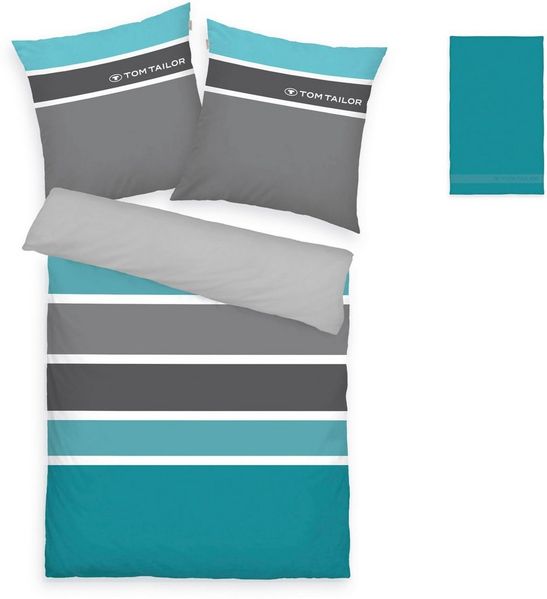 TOM TAILOR HOME Bettwäsche Felix in Gr. 135x200 oder 155x220 cm, Renforcé, 3 teilig, mit GRATIS-Zugabe: Gästehandtuch (100% Baumwolle), mit Reißverschluss