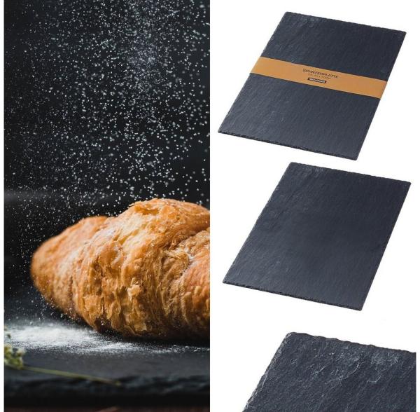 CEPEWA Servierplatte Schieferplatte 45x30cm 2er Set Tischuntersetzer