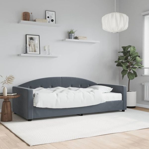 vidaXL Tagesbett mit Matratze Dunkelgrau 90x190 cm Samt 3197291