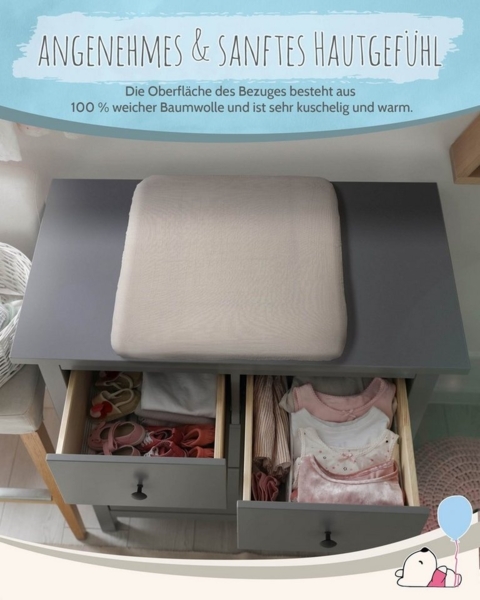 pic Bear Bezug für Wickelauflage ca. 75x85cm : airy blue Musselin Bild 3