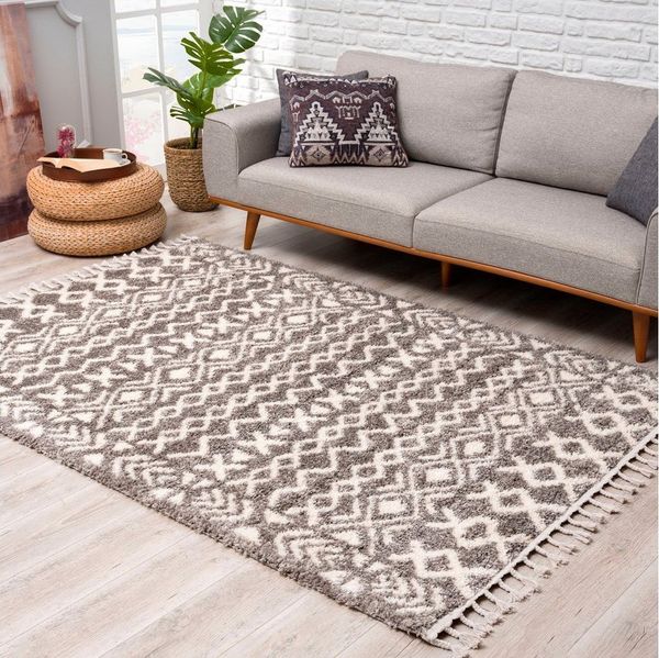Carpet City Hochflor-Teppich Pulpy 514, rechteckig, Höhe: 30 mm, besonders weich, mit Fransen, Ethno Look