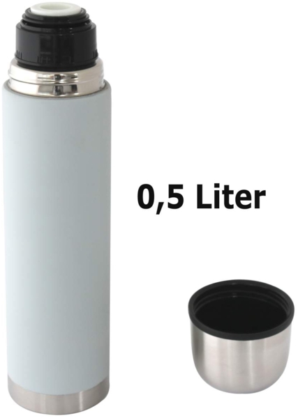 Thermosflasche Edelstahl hellgrau 0,5 Ltr. Isolierkanne Bild 6