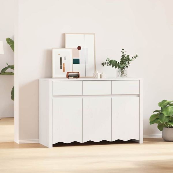 vidaXL Sideboard Drammen Weiß 114 x 43 x 75,5 cm Massivholz Kiefer 42003039