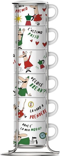 Bialetti Set 6 Tassen Italia mit Metallgestell
