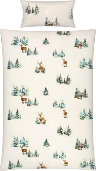 REDBEST Bettwäsche Bettwäsche, Biber, 2 teilig, Flanell Tiermotive: Rehe Bild 1