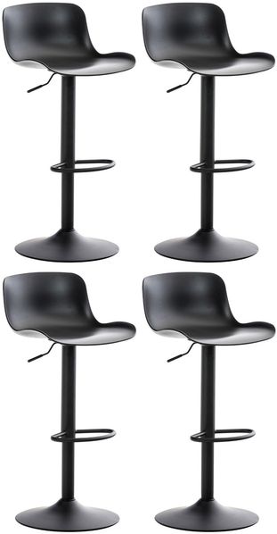 Barhocker 4er Set höhenverstellbar Schwarz KUSI - Kunststoff, 81-102x44x45cm Barhocker mit Lehne Tresenhocker Barstuhl Küchenhocker Thekenhocker hoher Stuhl