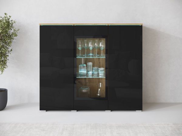 Home affaire Highboard Vera, Highboard mit 4 Türen, 9 Fächern, verglasten Türen