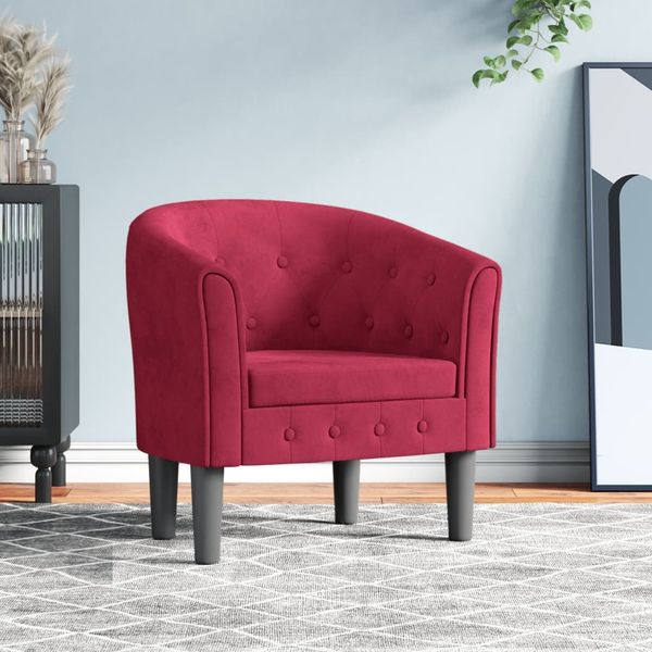 vidaXL Clubsessel Weinrot Samt 356475