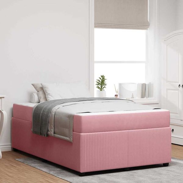 vidaXL Bettrahmen mit Matratze Rosa 120 x 190 cm Stoff 3398378