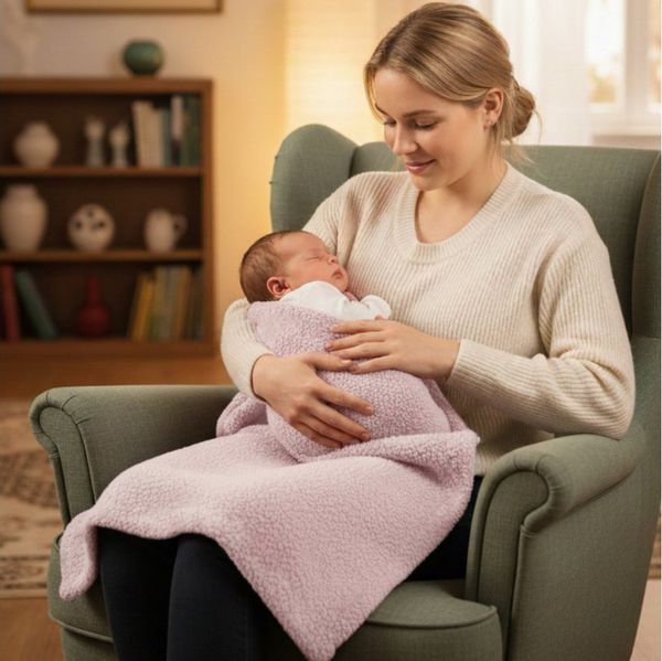 Babydecke BOUCLÉ 60x75 cm Winter Babydecke für Kinderwagen & Bett Weich, Warm DB, BabyLux, DB_60x75_Rosa